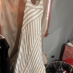 Striped Beige and White Maxi Dress1302